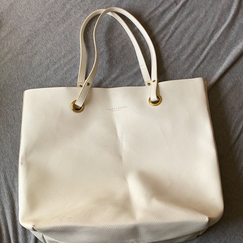 Ralph Lauren white faux leather tote bag